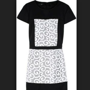 tibi Guipure Lace Cap Sleeve Dress